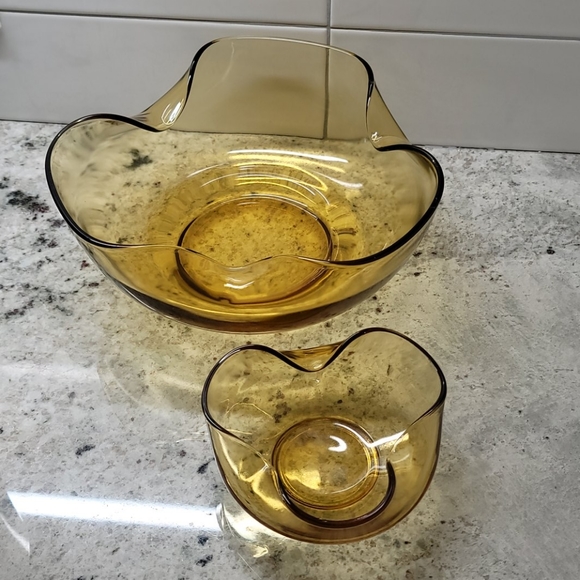 Vintage Anchor Hocking amber bowls set - Picture 3 of 6